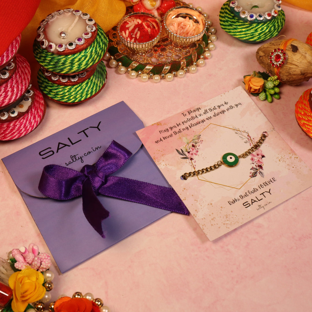 Green Guardian Gaze Rakhi Gift Box