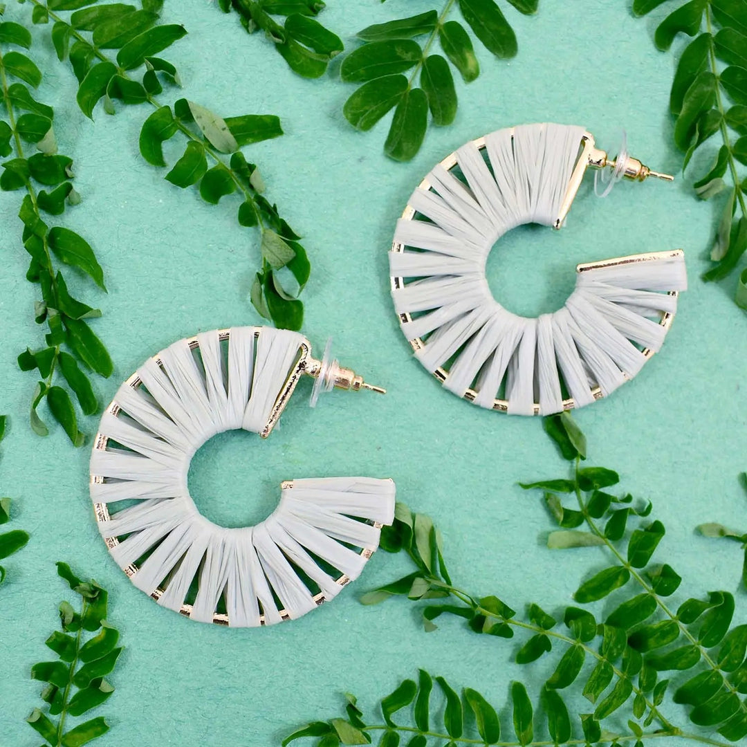 Green Raffle Design Hexagon Hoop Earrings - Salty Accessories