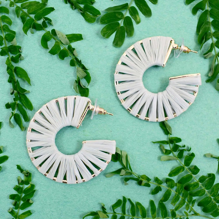 Green Raffle Design Hexagon Hoop Earrings - Salty Accessories