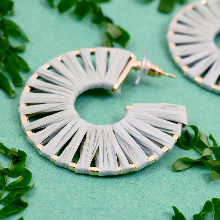 Green Raffle Design Hexagon Hoop Earrings - Salty Accessories