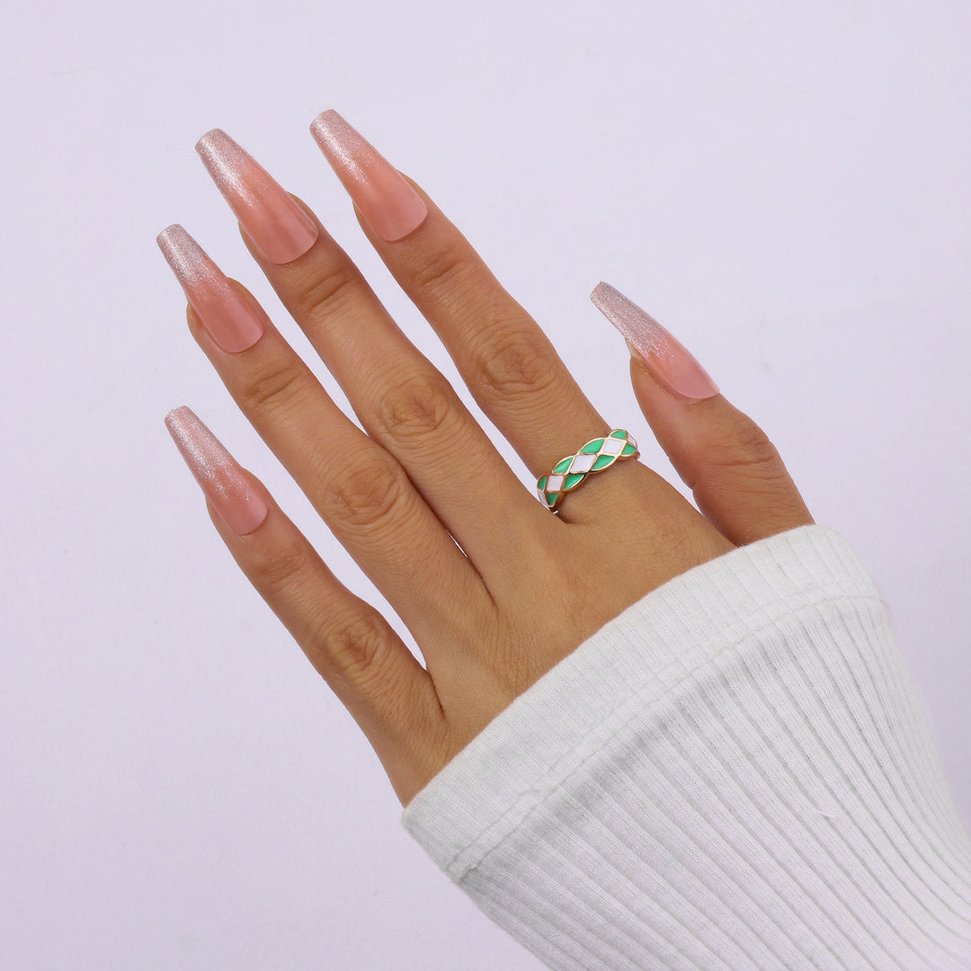 Green & White Enamel Ring | Salty