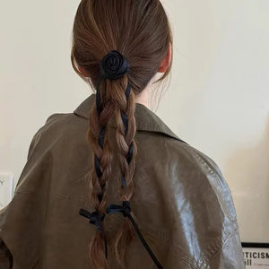 2-in-1 Noir Rosette Hair Tie/Choker
