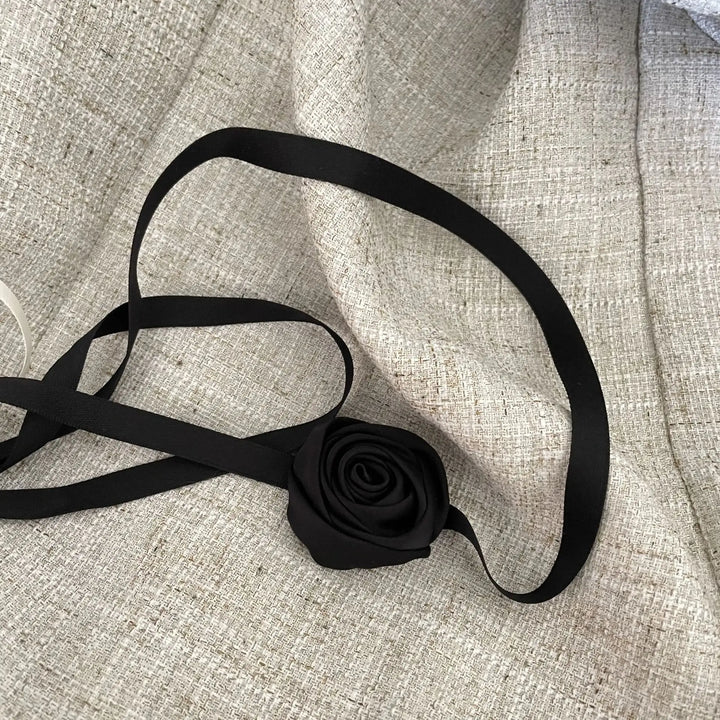 2-in-1 Noir Rosette Hair Tie/Choker