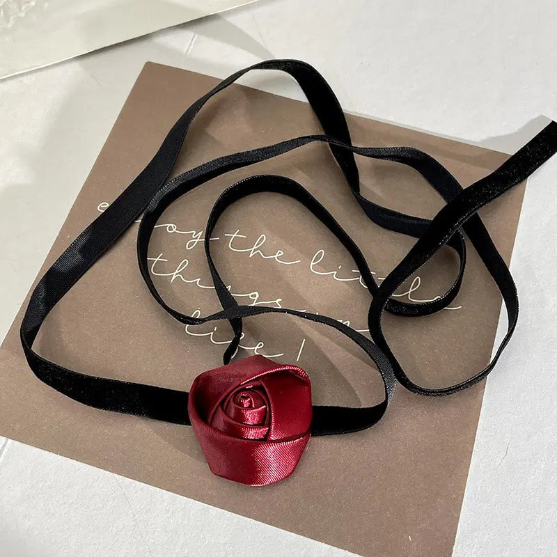 2-in-1 Noir Rose Hair Tie/Choker