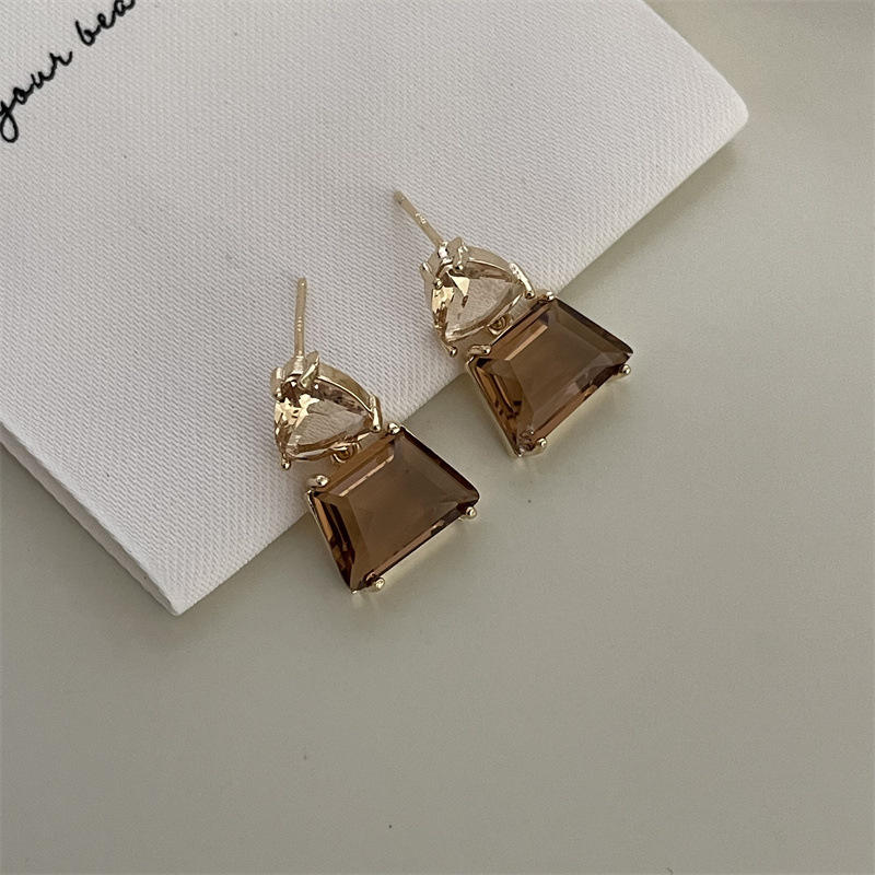 Afterglow Geometric Drop Earrings - Brown