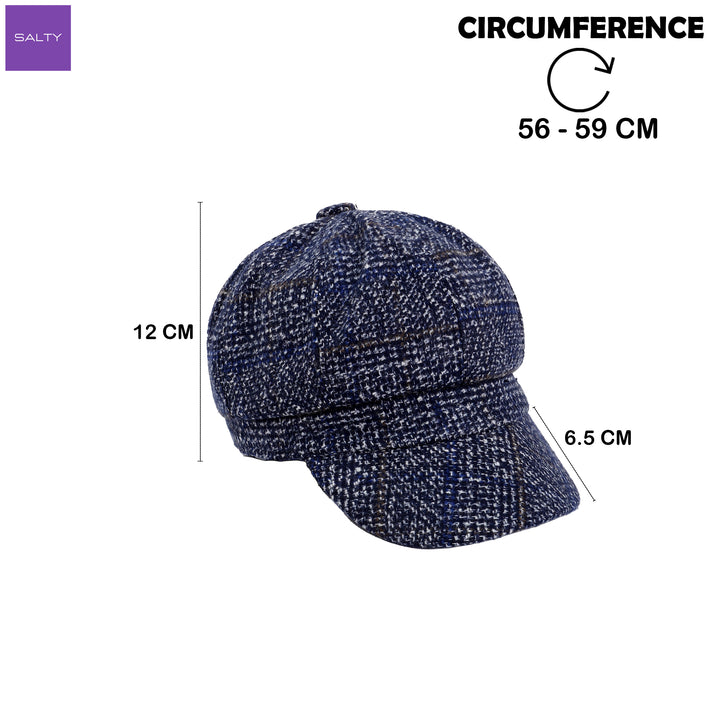 Vintage Grid Baker Boy Cap - Blue