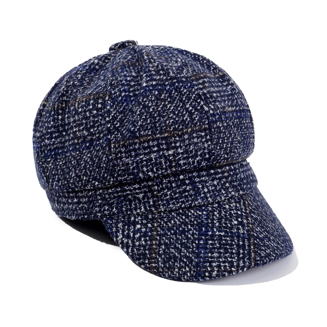 Vintage Grid Baker Boy Cap - Blue