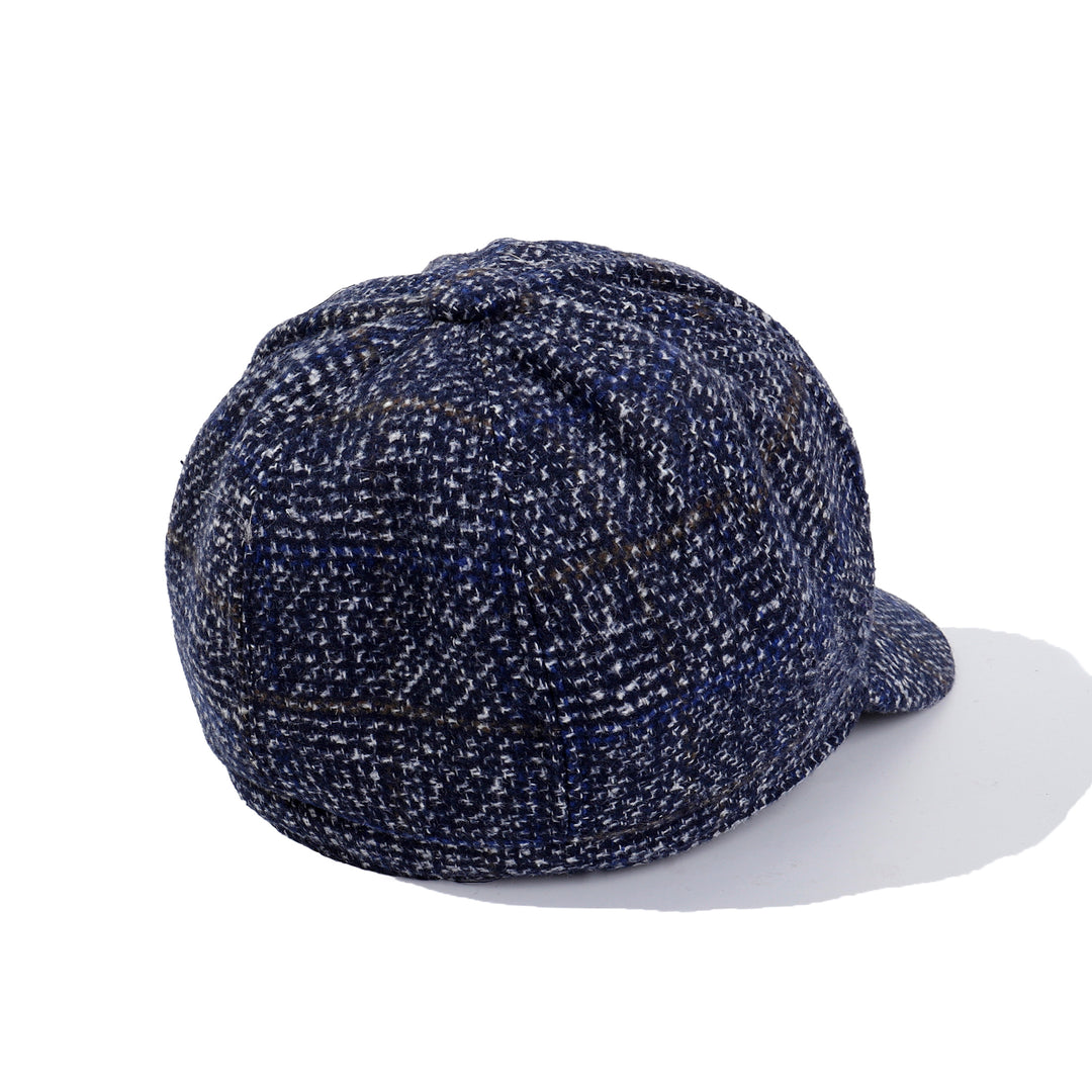 Vintage Grid Baker Boy Cap - Blue