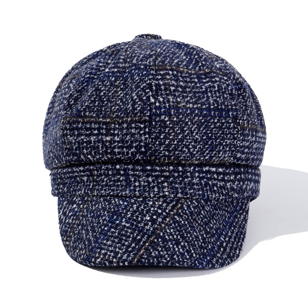 Vintage Grid Baker Boy Cap - Blue