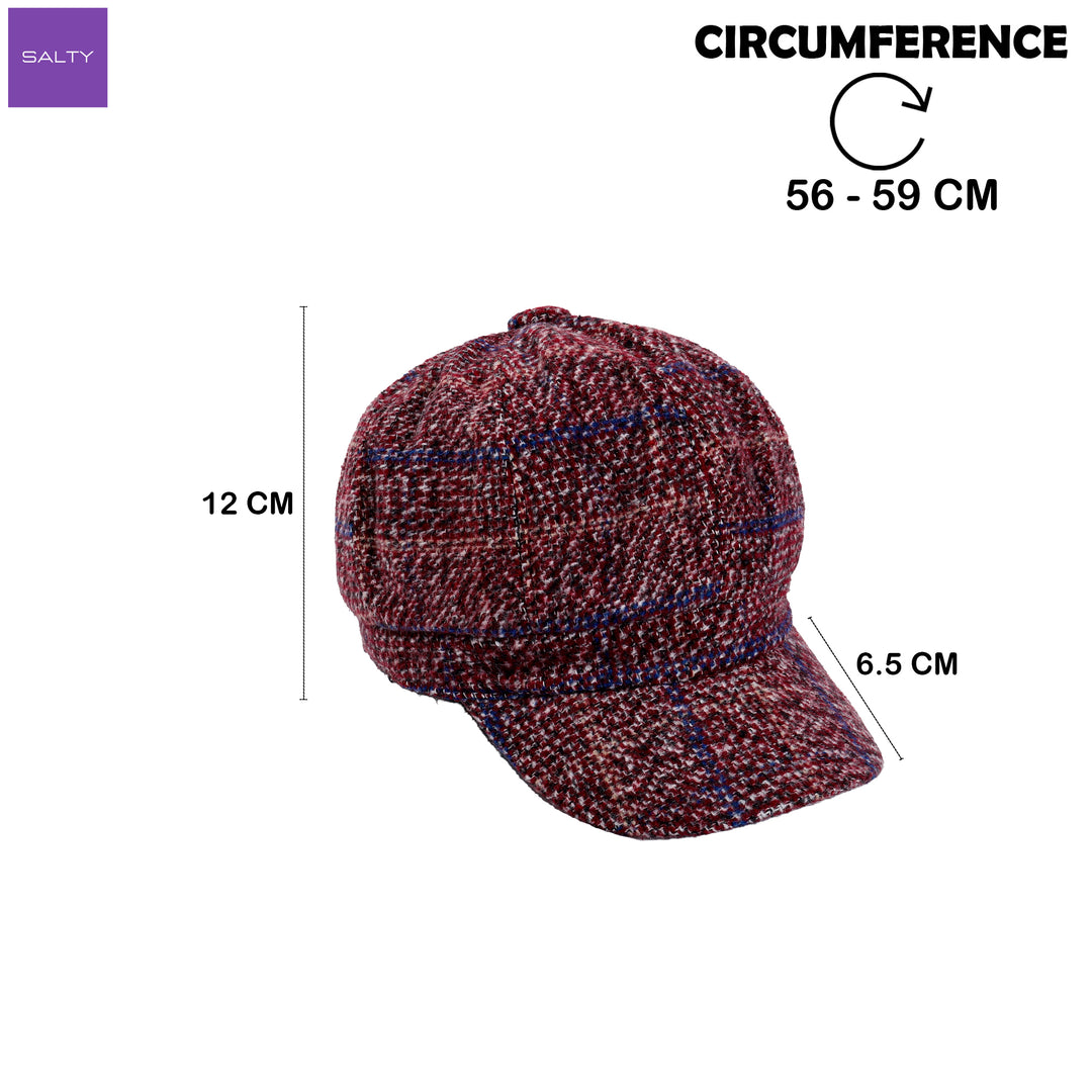 Vintage Grid Baker Boy Cap - Purple