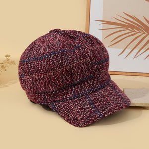 Vintage Grid Baker Boy Cap - Purple