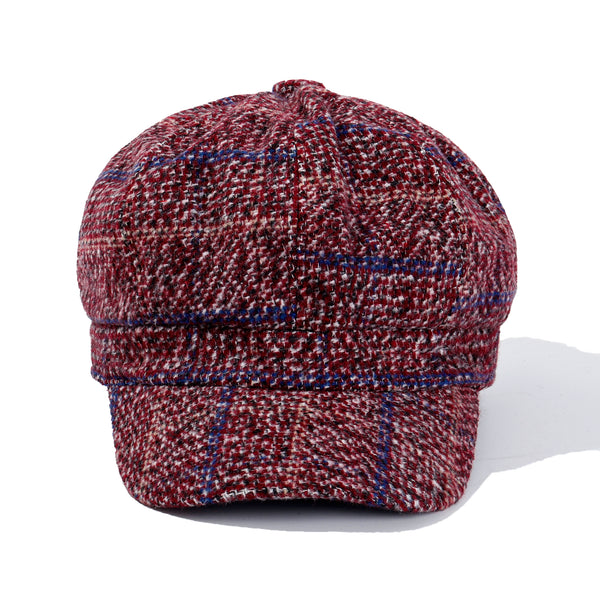 Vintage Grid Baker Boy Cap - Purple