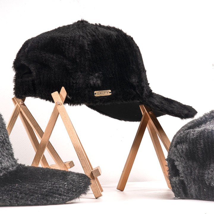 Cloud Soft Fuzzy Cotton Baseball Cap -Black