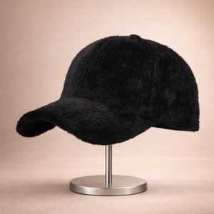 Cloud Soft Fuzzy Cotton Baseball Cap -Black