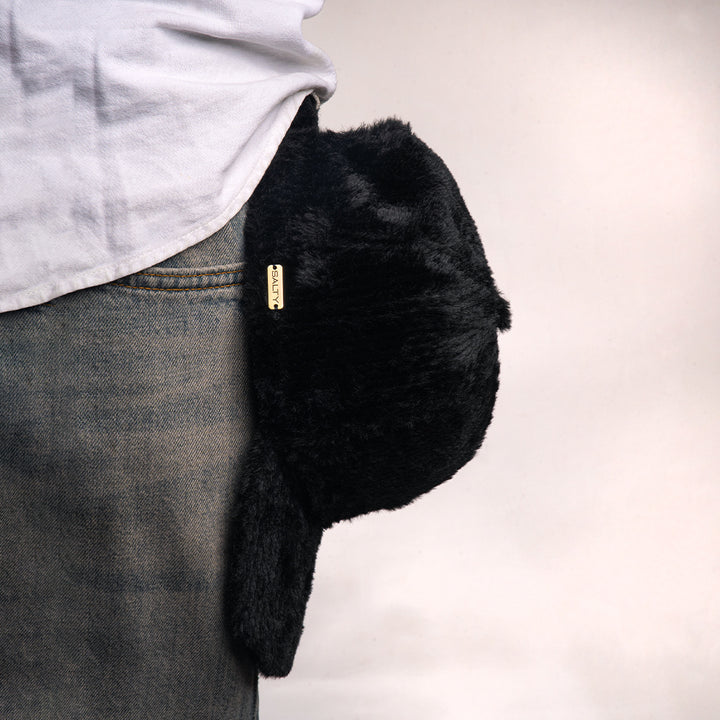 Cloud Soft Fuzzy Cotton Baseball Cap -Black