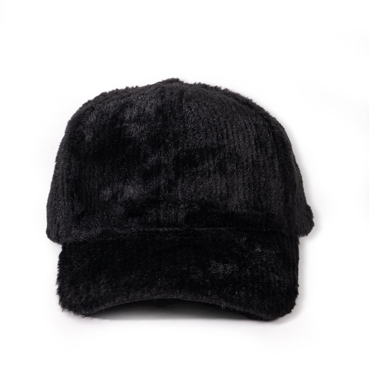 Cloud Soft Fuzzy Cotton Baseball Cap -Black