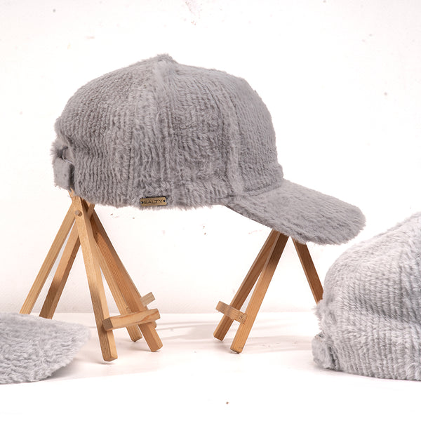 Cloud Soft Fuzzy Cotton Baseball Cap - Grey