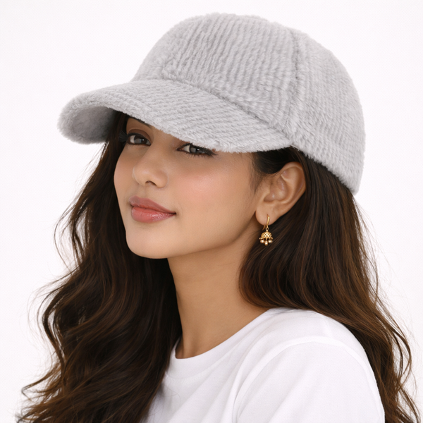 Cloud Soft Fuzzy Cotton Baseball Cap - Grey