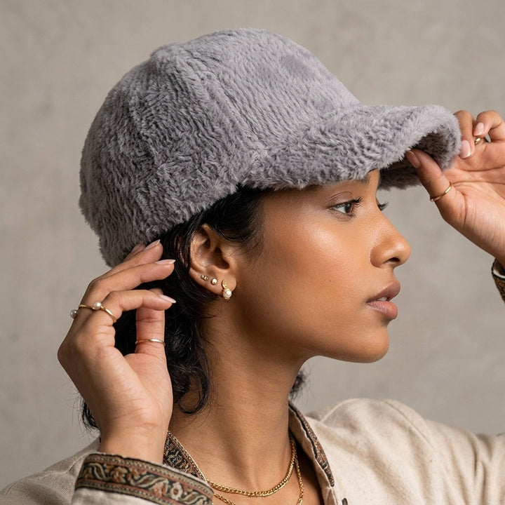 Cloud Soft Fuzzy Cotton Baseball Cap - Grey
