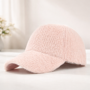 Cloud Soft Fuzzy Cotton Baseball Cap - Pink