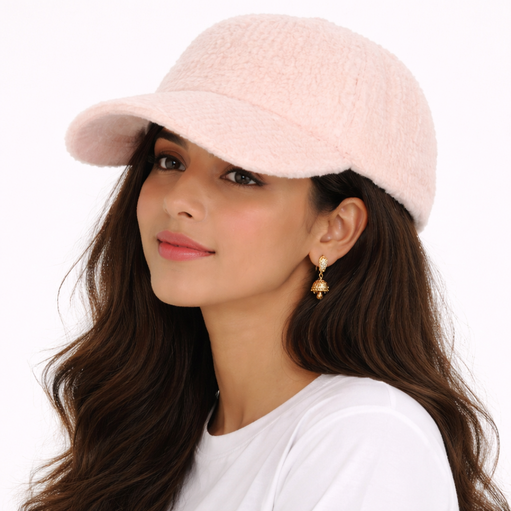 Cloud Soft Fuzzy Cotton Baseball Cap - Pink