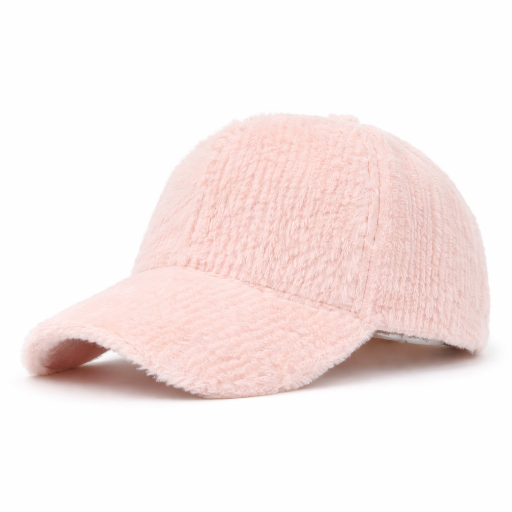 Cloud Soft Fuzzy Cotton Baseball Cap - Pink