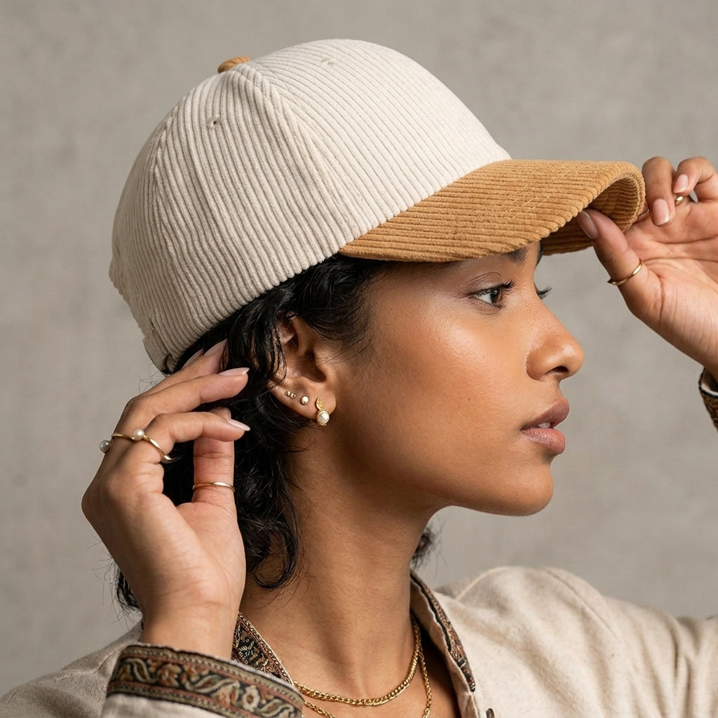 Honeycomb Duo Corduroy Cotton Baseball Cap