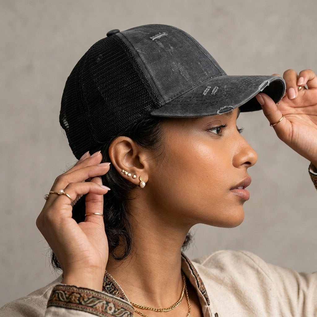 Shadow Edge Distressed Trucker Cap