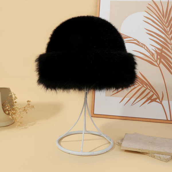 Mink Touch Winter Hat - Black