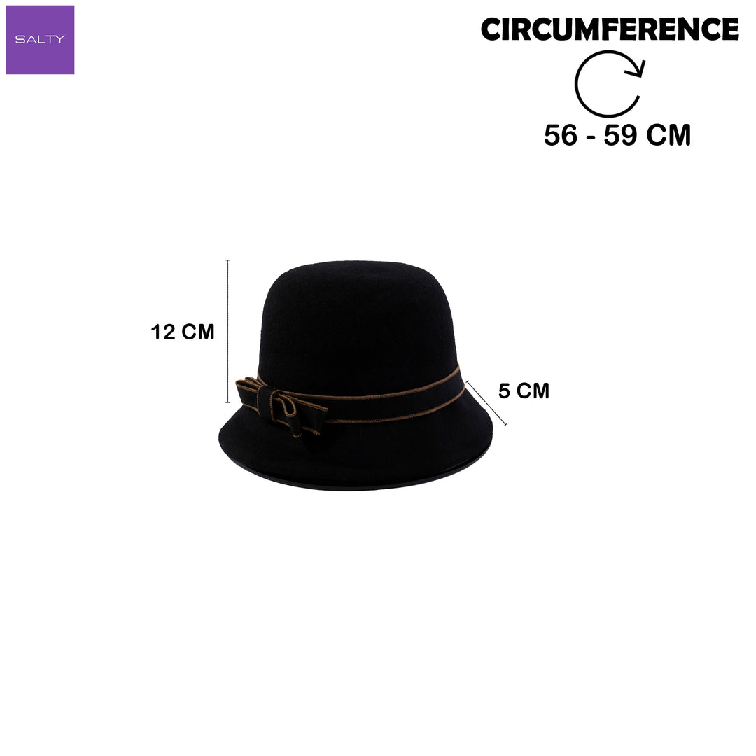 Pearl Mist Wool Cloche Hat - Black