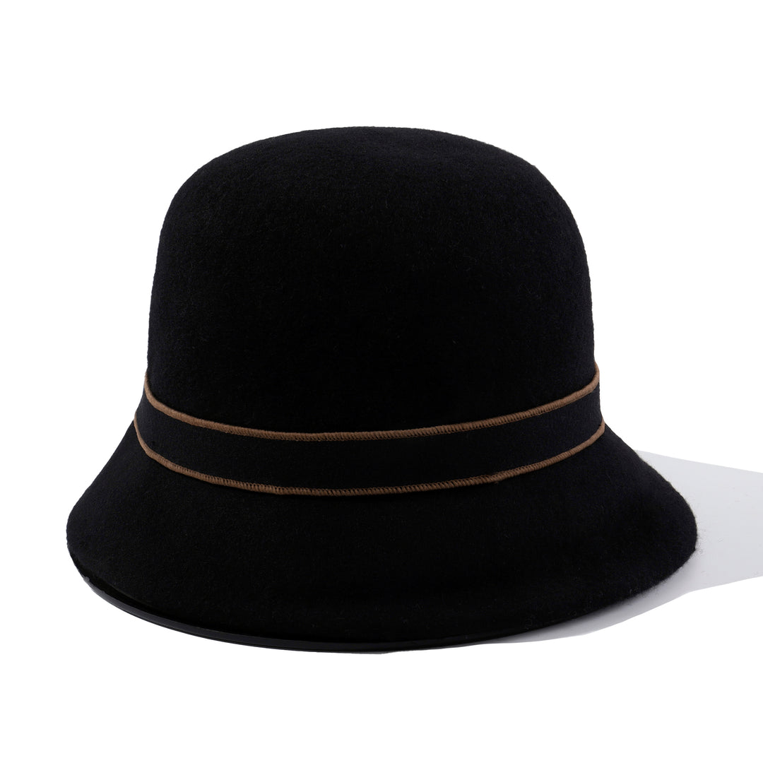 Pearl Mist Wool Cloche Hat - Black