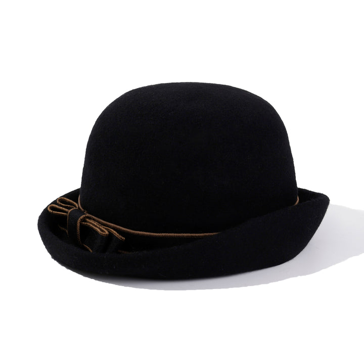 Pearl Mist Wool Cloche Hat - Black