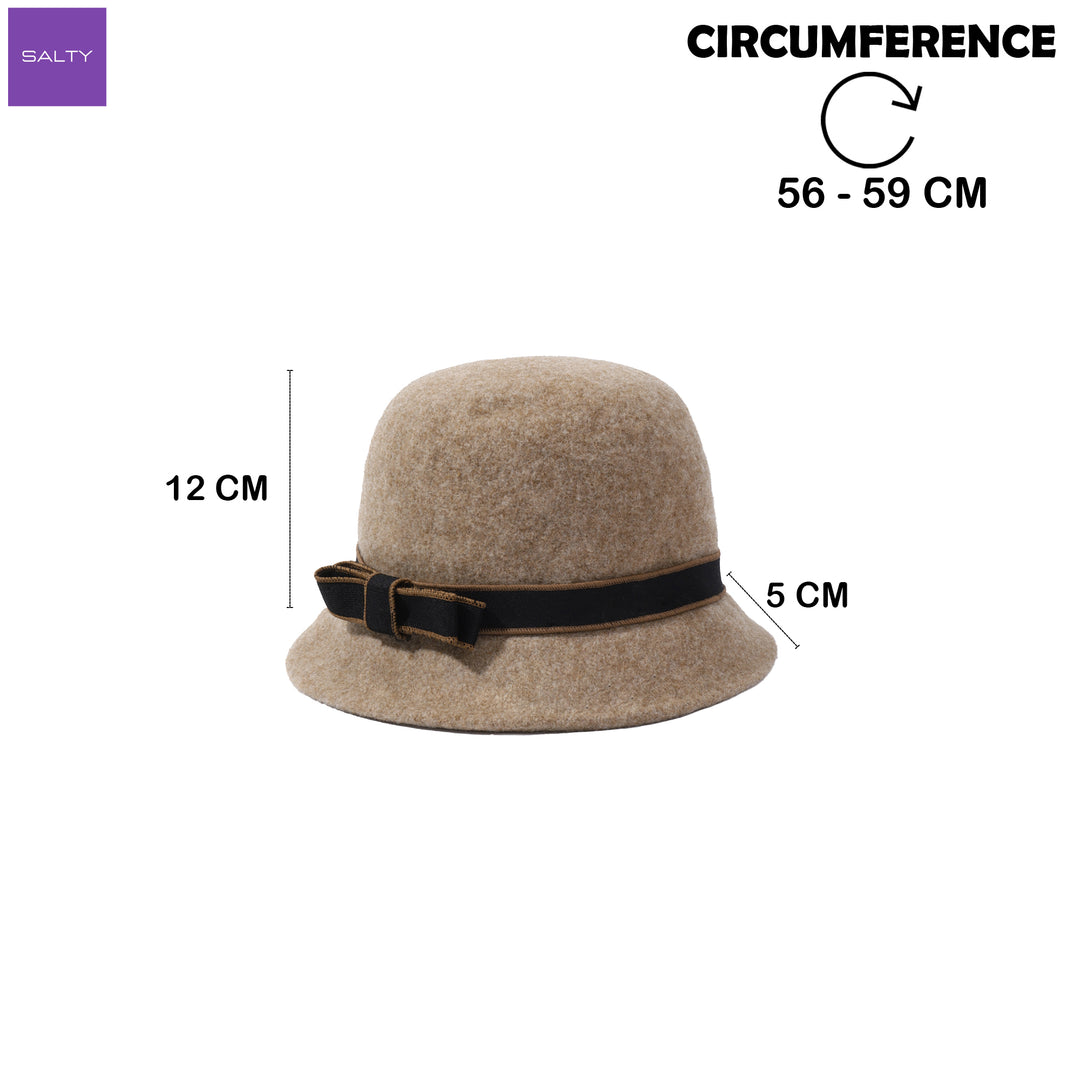 Pearl Mist Wool Cloche Hat - Brown
