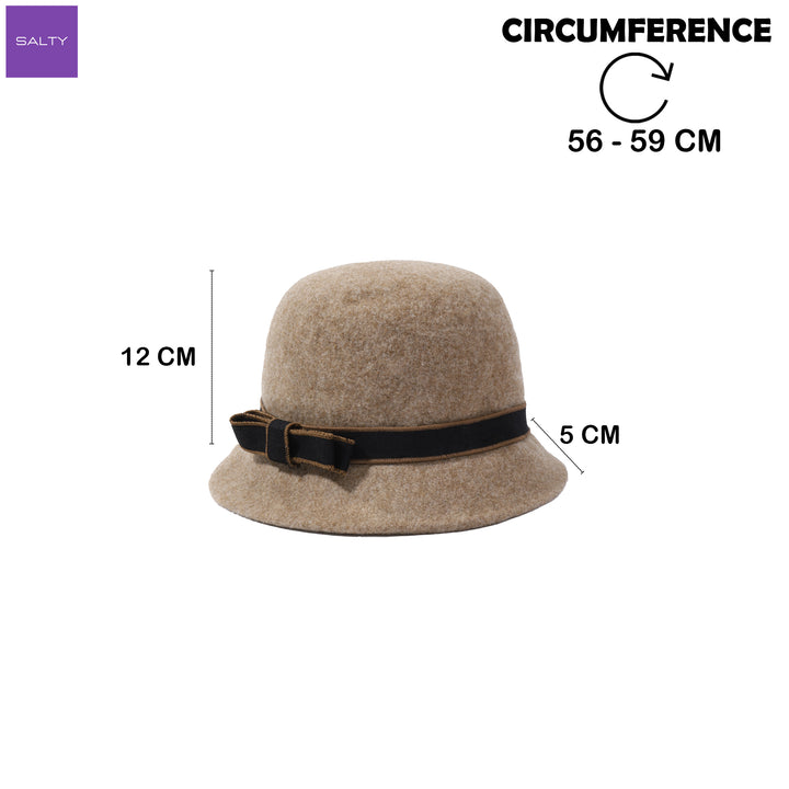 Pearl Mist Wool Cloche Hat - Brown