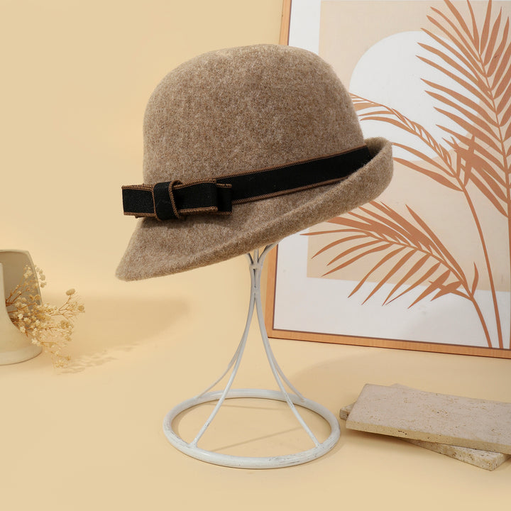 Pearl Mist Wool Cloche Hat - Brown