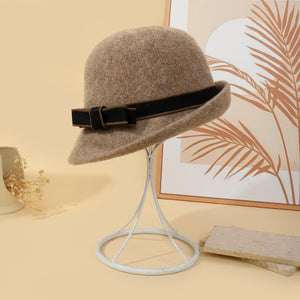 Pearl Mist Wool Cloche Hat - Brown