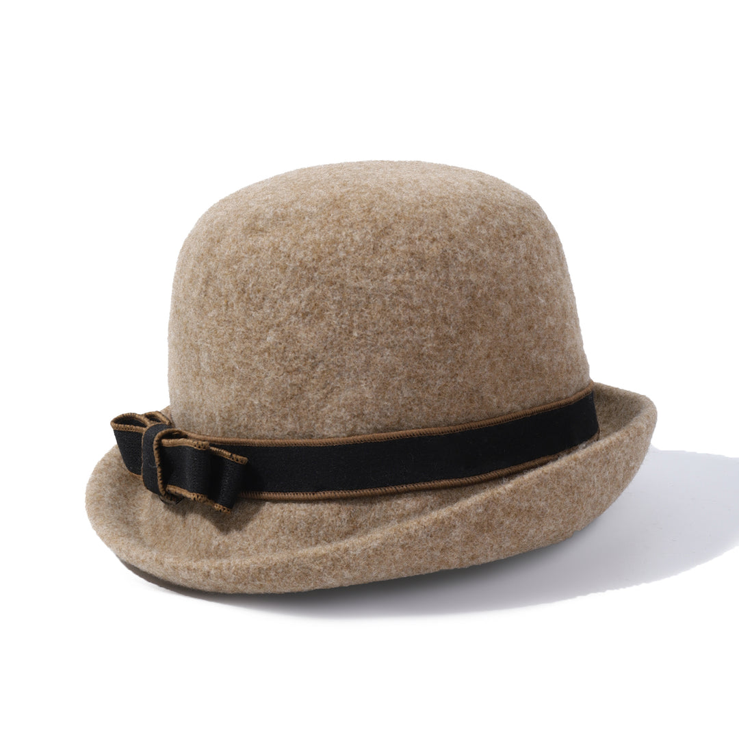 Pearl Mist Wool Cloche Hat - Brown
