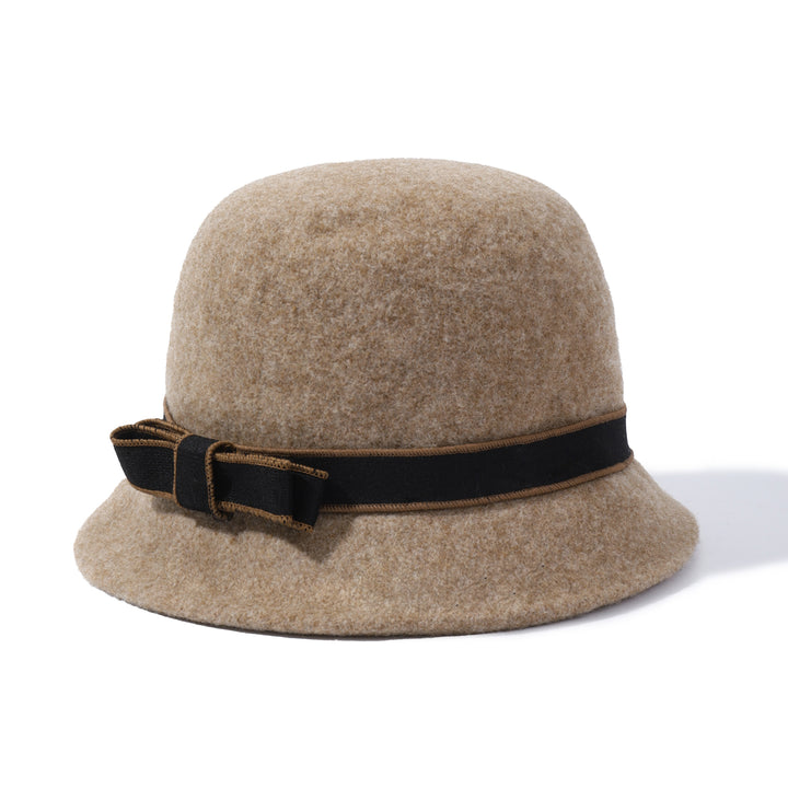 Pearl Mist Wool Cloche Hat - Brown