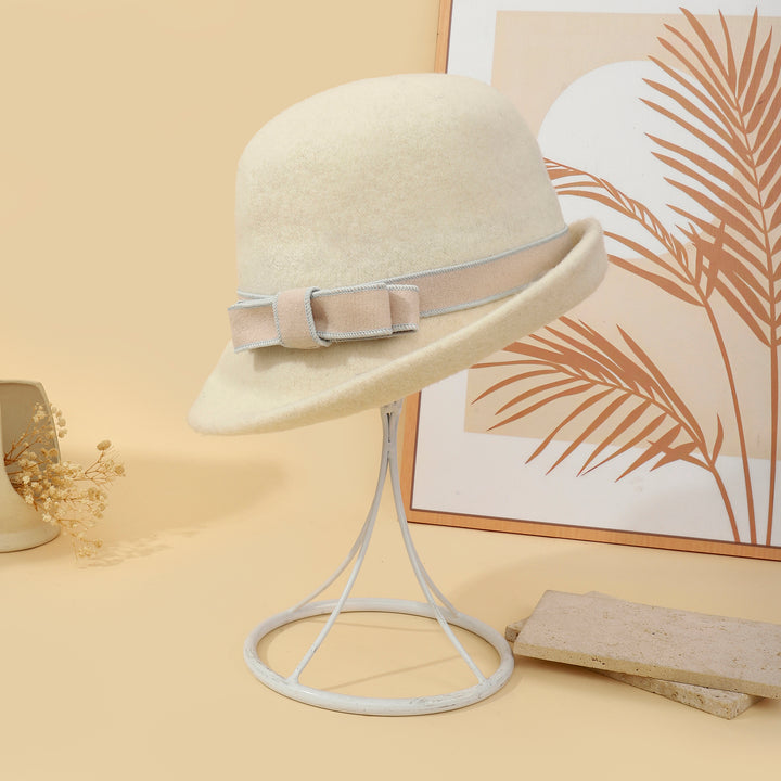 Pearl Mist Wool Cloche Hat - White