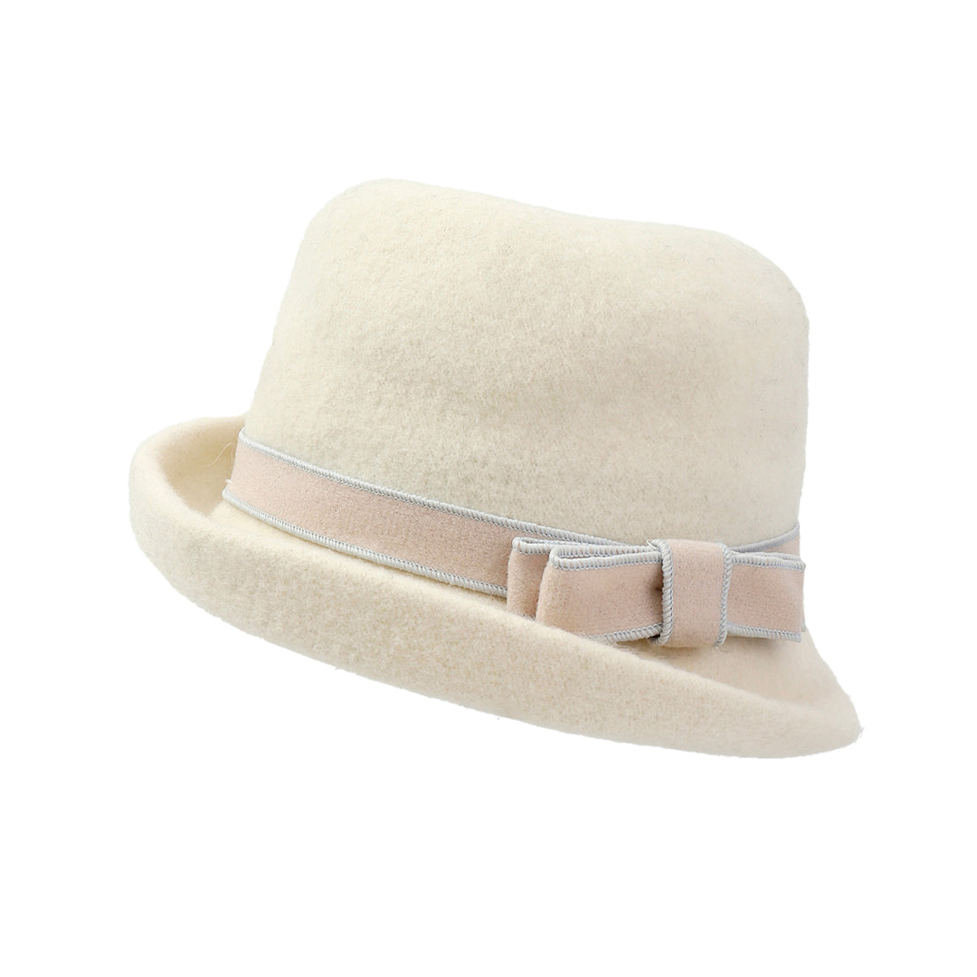 Pearl Mist Wool Cloche Hat - White