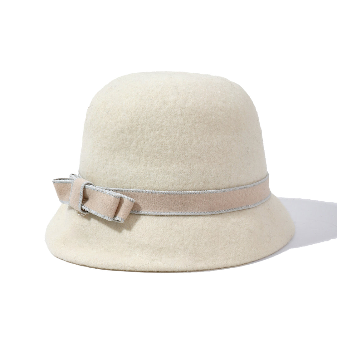 Pearl Mist Wool Cloche Hat - White