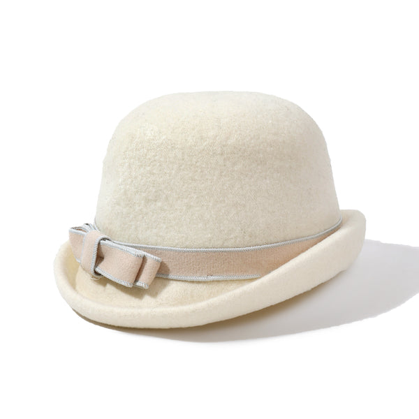 Pearl Mist Wool Cloche Hat - White