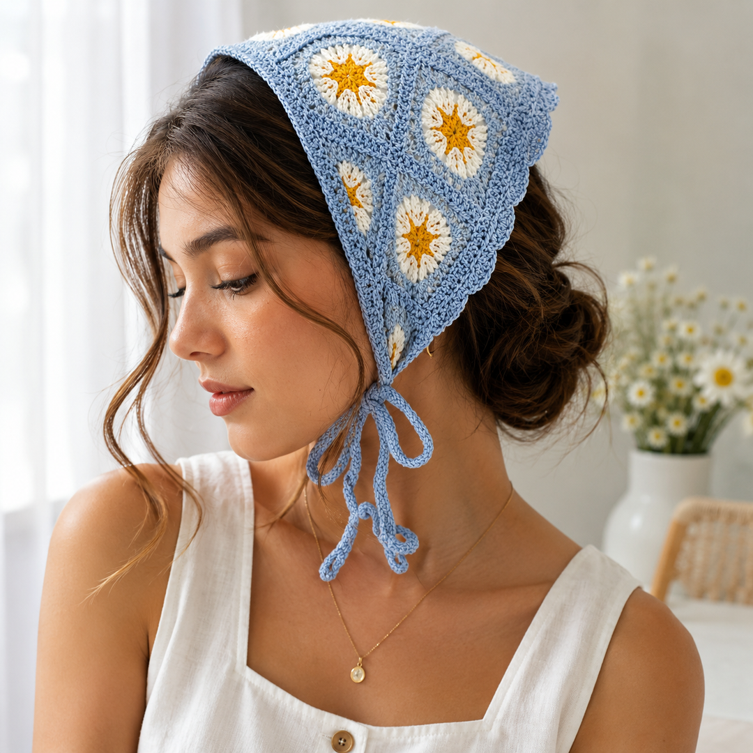 Daisy Blue Hair Bandana