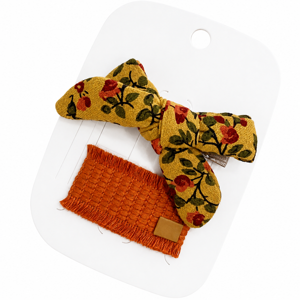 Vintage Bow Brown Hair Clip Set