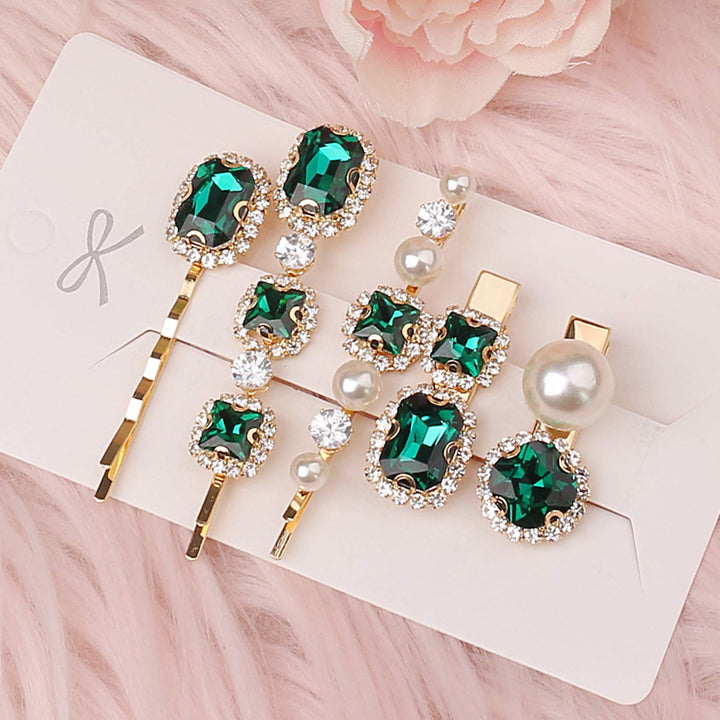 Emerald Pearl Hair Pins