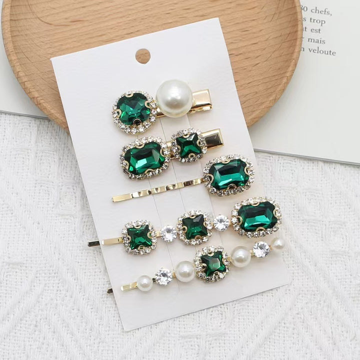 Emerald Pearl Hair Pins