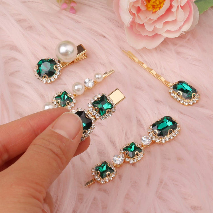 Emerald Pearl Hair Pins