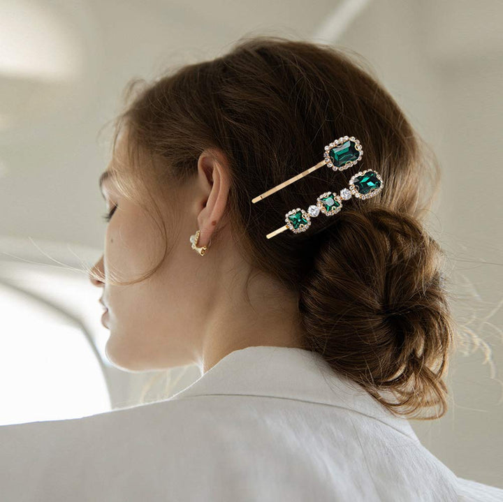 Emerald Pearl Hair Pins