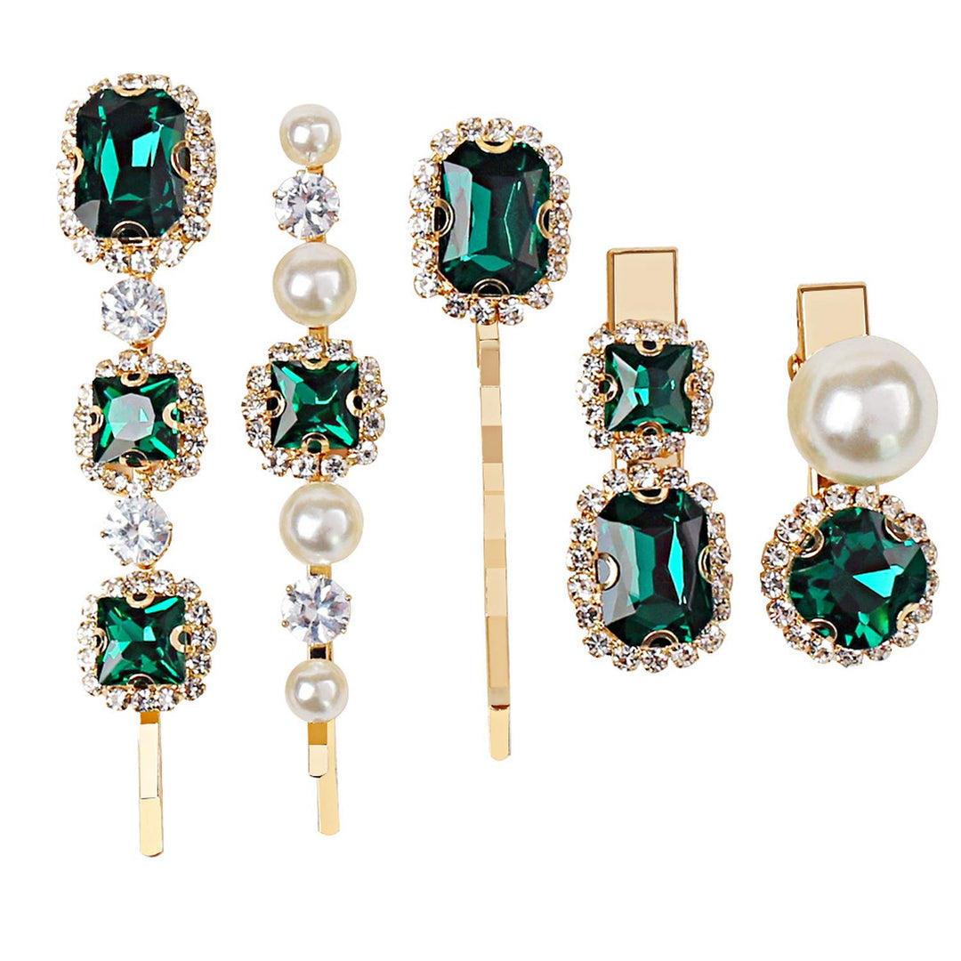 Emerald Pearl Hair Pins