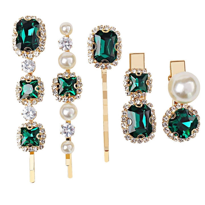 Emerald Pearl Hair Pins